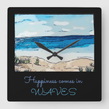 Geluk komt in golven acrylwandklok