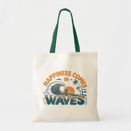 Geluk komt in golven Retro Beach Tote Bag
