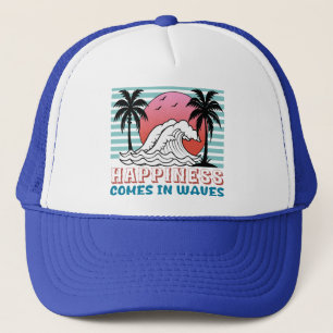 Geluk komt in golven Retro Beach Trucker Pet