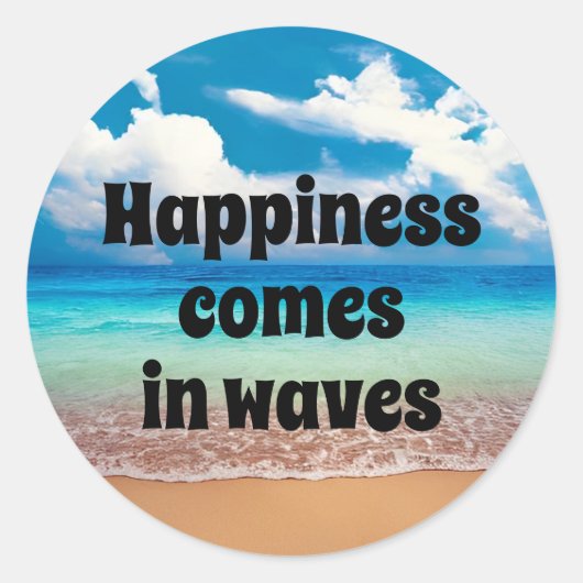 Geluk komt in golven ronde sticker (Voorkant)