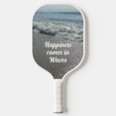 Geluk komt in golven ZEEEN de dag blauw Pickleball Paddle (Voorkant)