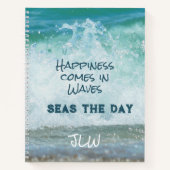 Geluk komt in golven ZEEEN de dag Kust Notitieboek (Voorkant)