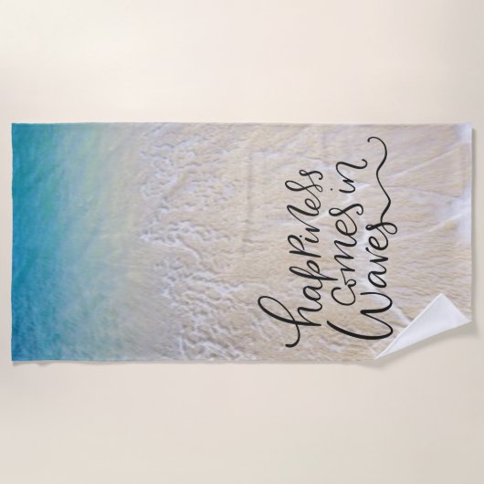 Geluk komt in vette vont met oceaangolven strandlaken (Voorkant)