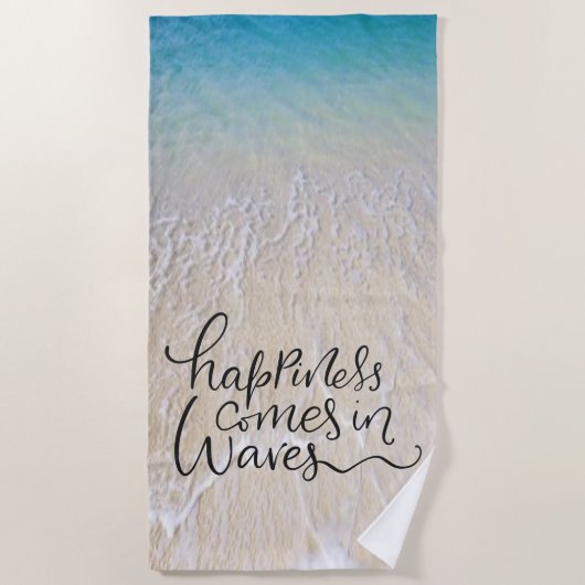 Geluk komt in vette vont met oceaangolven strandlaken (Voorkant)