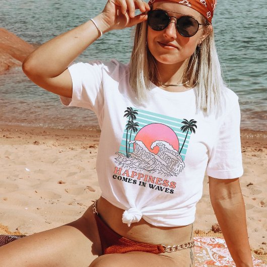 Geluk komt in Waves, Retro Beach Bum Vibes T-shirt