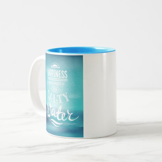Geluk komt in zout water tweekleurige koffiemok (Voorkant links)