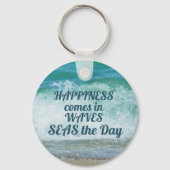 Geluk komt op de dag in WAVES-Zeeen Sleutelhanger (Voorkant)