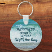Geluk komt op de dag in WAVES-Zeeen Sleutelhanger (Voorkant)