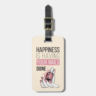 Geluk laat je nagels doen bagagelabel