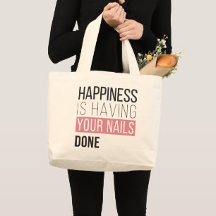 Geluk laat je nagels doen grote tote bag