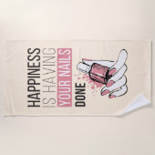 Geluk laat je nagels doen strandlaken (Voorkant)