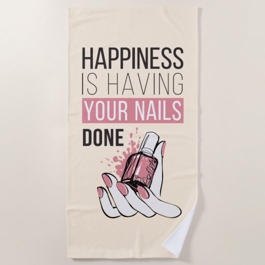 Geluk laat je nagels doen strandlaken (Voorkant)