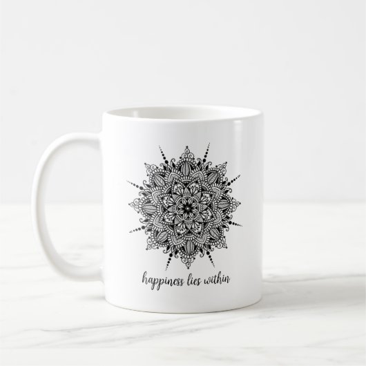 Geluk leeft binnen Mandala Coffee of Tea Mok (Links)