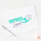 Geluk leept een hartendop meisje aqua paars ovale sticker (Envelop)