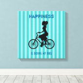 Geluk leidt mijn bike - fietser Silhouette Canvas Afdruk (Insitu (Houten vloer))
