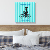 Geluk leidt mijn bike - fietser Silhouette Canvas Afdruk (Insitu (Slaapkamer))