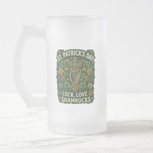 Geluk Liefde Klavertjes St. Patrick's Dag Matglas Bierpul (Links)