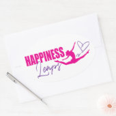 Geluk maakt een hartleppend meisje roze paars ovale sticker (Envelop)