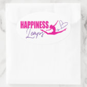 Geluk maakt een hartleppend meisje roze paars ovale sticker (Tas)