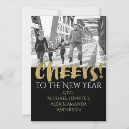 Geluk met het Nieuwe Jaar Goud & Zwart Foto Feestdagenkaart