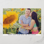 Geluk met het Nieuwe Jaar | Horizontale Foto  Folie Feestdagenkaart (Voorkant)
