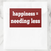 Geluk = minder nodig hebben rechthoekige sticker (Tas)