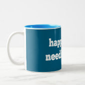 Geluk = minder nodig hebben tweekleurige koffiemok (Links)