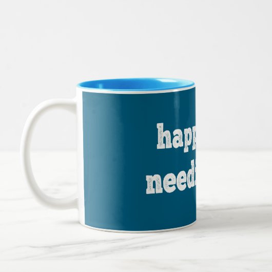 Geluk = minder nodig hebben tweekleurige koffiemok (Links)