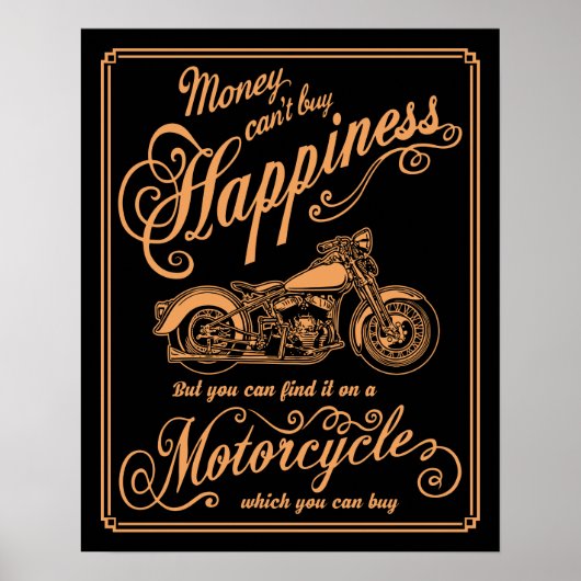 Geluk - Motorfiets Poster (Voorkant)