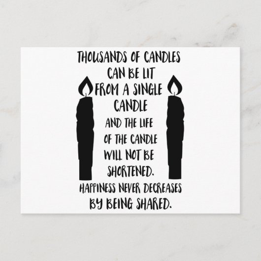 Geluk neemt nooit af door gedeeld te worden briefkaart (Voorkant)