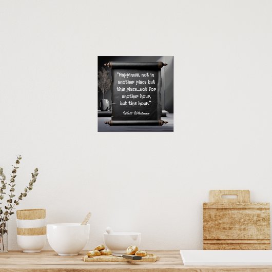 “Geluk, niet op een andere plaats- Walt Whitman Poster (Keuken)