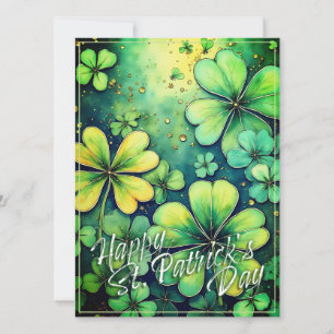 Geluk op St. Patrick's Day - Watercolor Shamrocks