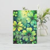 Geluk op St. Patrick's Day - Waterverf Shamrocks � (Staand voorkant)