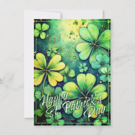 Geluk op St. Patrick's Day - Waterverf Shamrocks � (Voorkant)
