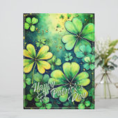 Geluk op St. Patrick's Day - Waterverf Shamrocks � (Staand voorkant)