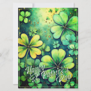 Geluk op St. Patrick's Day - Waterverf Shamrocks �