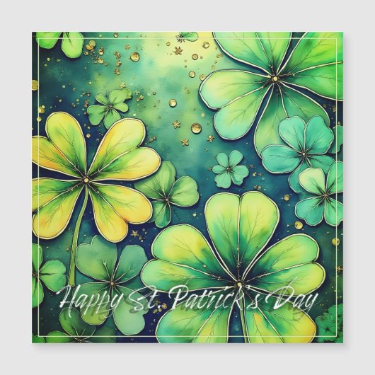 Geluk op St. Patrick's Day - Waterverf Shamrocks � (Voorkant)