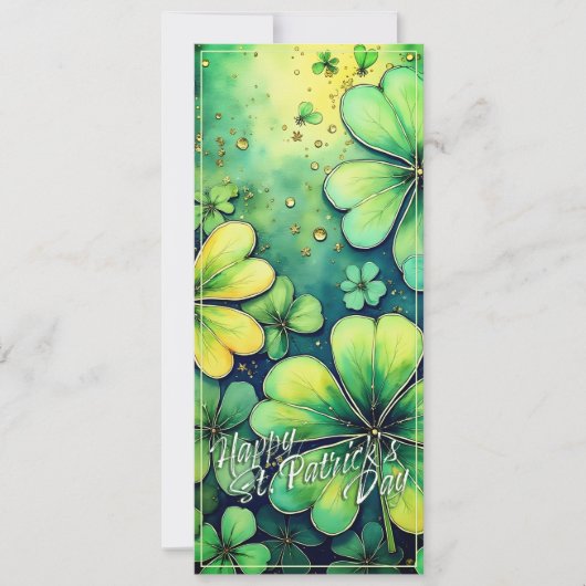Geluk op St. Patrick's Day - Waterverf Shamrocks � (Voorkant)