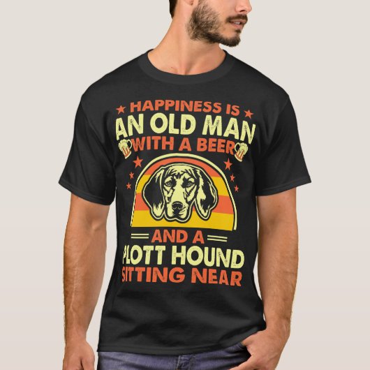 Geluk Oude Man Beer Plott Hond Dicht Gift T-shirt (Voorkant)