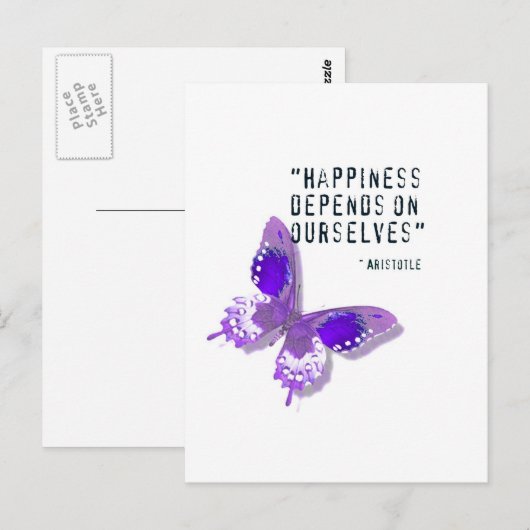 Geluk Paarse vlinder Briefkaart (Voorkant / Achterkant)