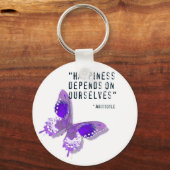Geluk Paarse vlinder Sleutelhanger (Voorkant)