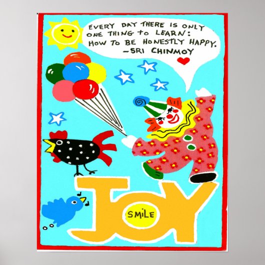 Geluk poster met clown en ballonnen (Voorkant)