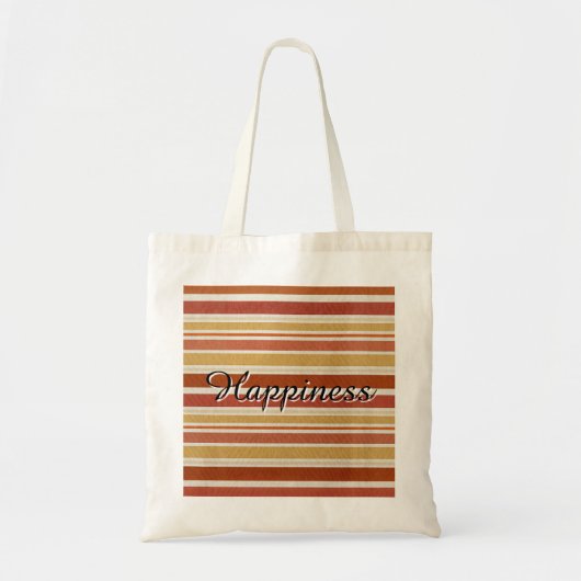 Geluk - Retro Gestreepte Tote Tas (Voorkant)