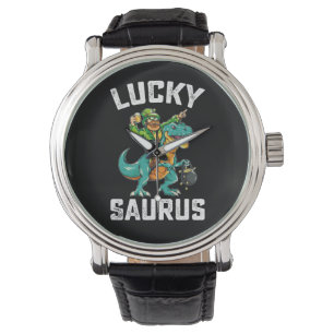 Geluk Saurus Dinosaur T Rex St. Patrick's Dag Horloge
