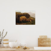Geluk - Schapen op een heuvel Poster (Keuken)