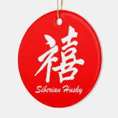 geluk siberiaanse husky keramisch ornament (Links)