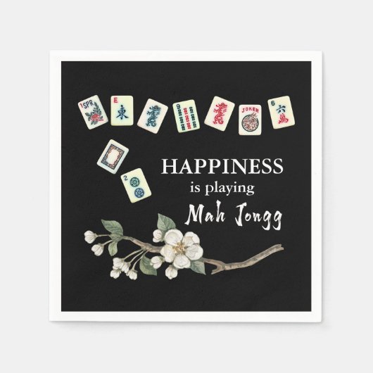 Geluk speelt Mah Jong Black Servet (Voorkant)