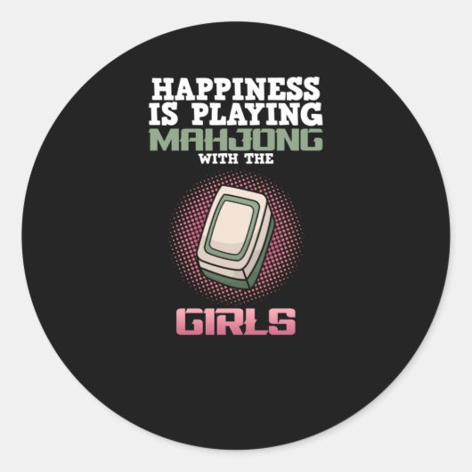 Geluk speelt Mahjong Game Player Games Ronde Sticker (Voorkant)