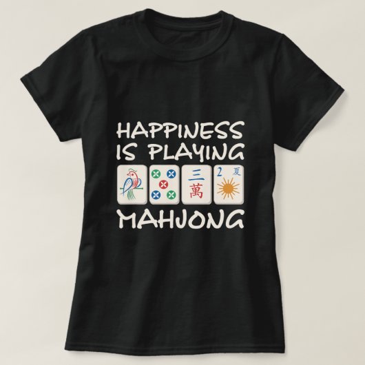 Geluk speelt Mahjong Mahjong T-shirt (Design voorkant)