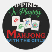 Geluk speelt Mahjong met de meisjes Ronde Sticker (Voorkant)